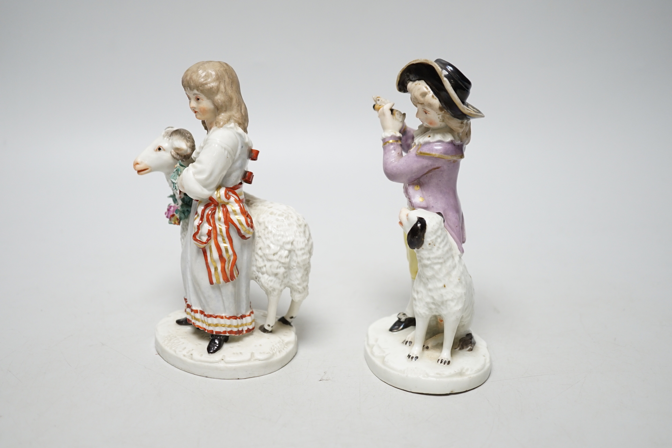 A pair of late 18th century Ludwigsburg porcelain figures, tallest 14cm